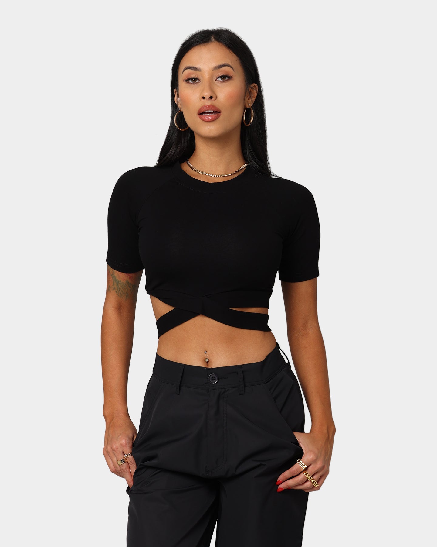 XXII Women's Dash Wrap T-Shirt Black