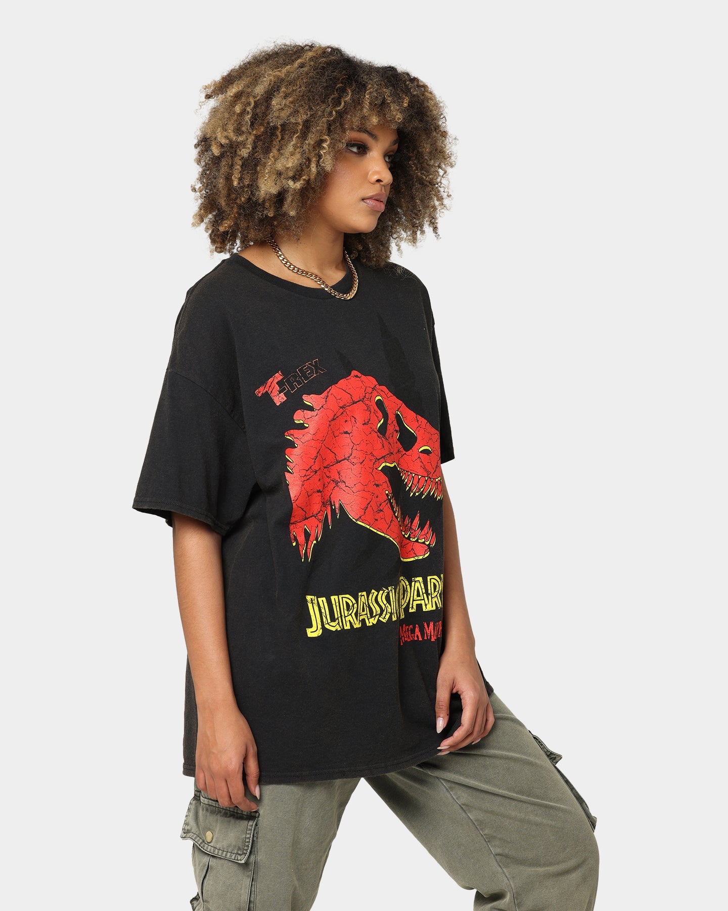 American Thrift X Jurassic Park Mega Mayhem Vintage T-Shirt Black Wash