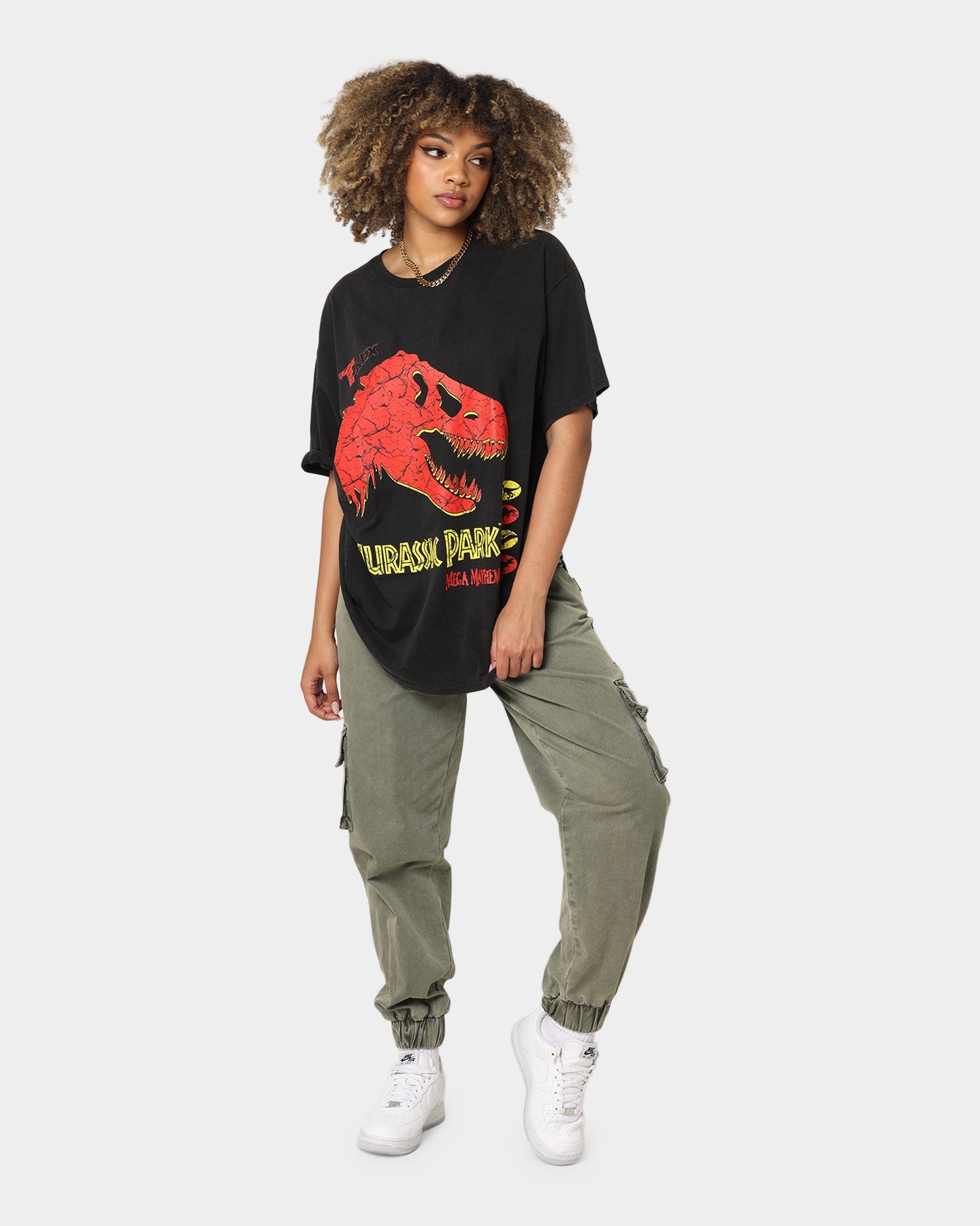 American Thrift X Jurassic Park Mega Mayhem Vintage T-Shirt Black Wash