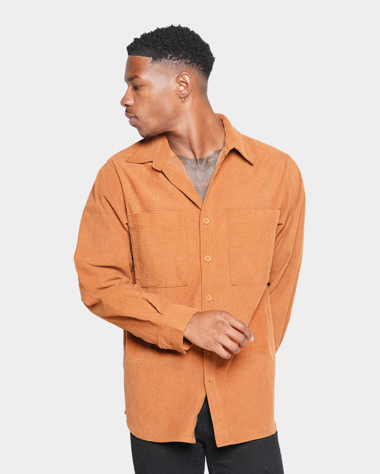 XXIII Nikolay Corduroy Button-Up Shirt Tan