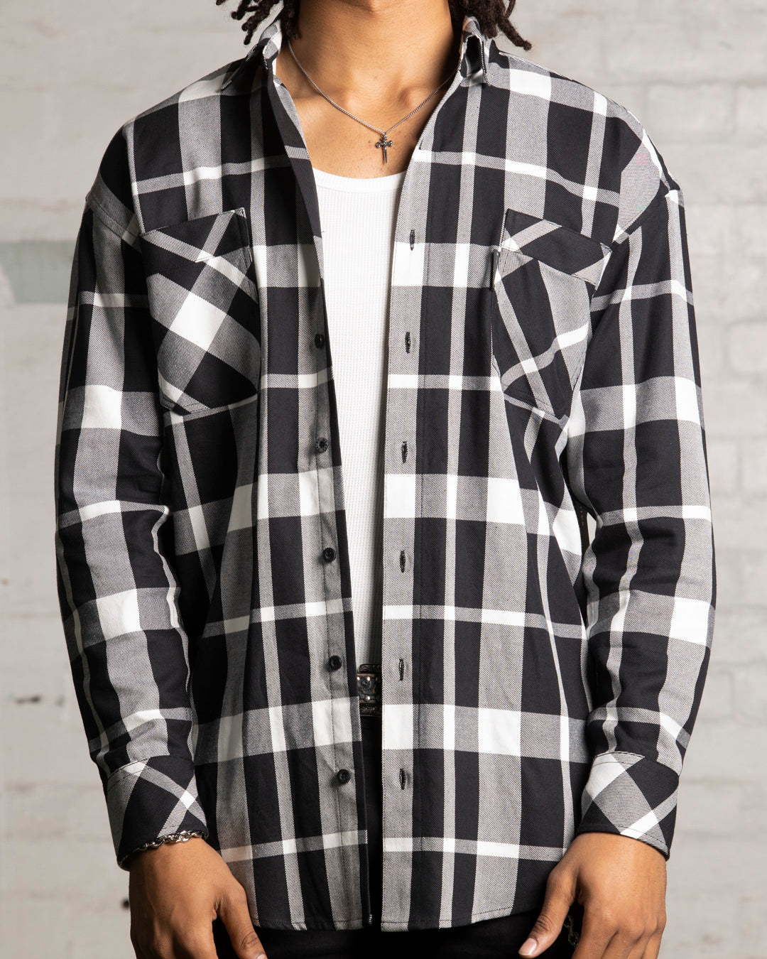 Saint Morta Mulberry Long Sleeve Flannel Shirt Black/White