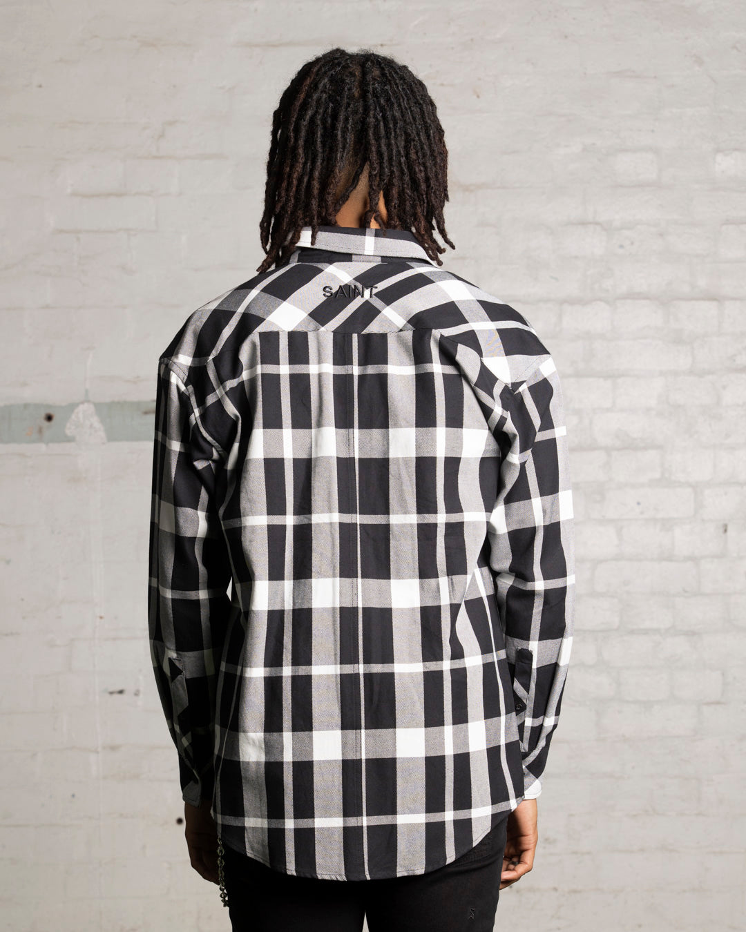 Saint Morta Mulberry Long Sleeve Flannel Shirt Black/White