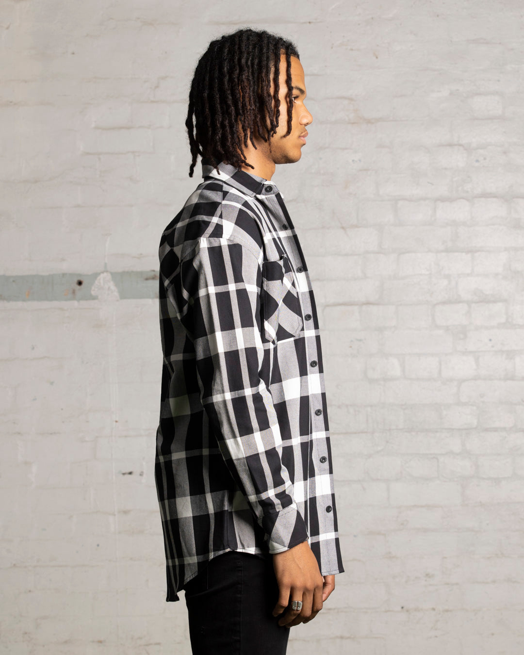 Saint Morta Mulberry Long Sleeve Flannel Shirt Black/White