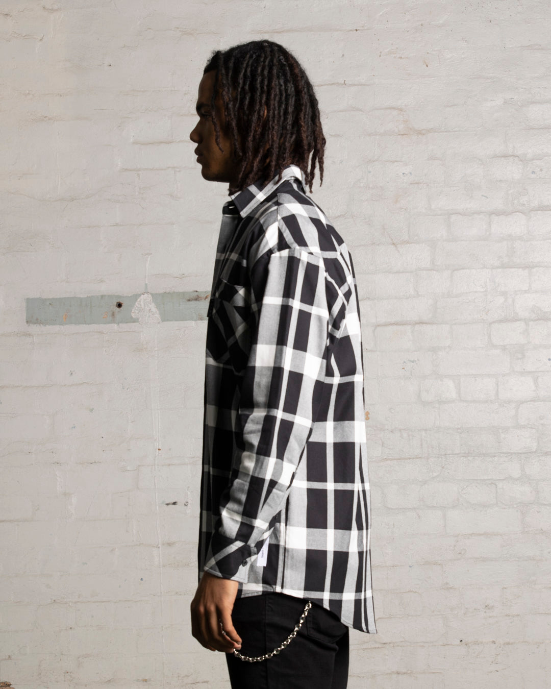 Saint Morta Mulberry Long Sleeve Flannel Shirt Black/White