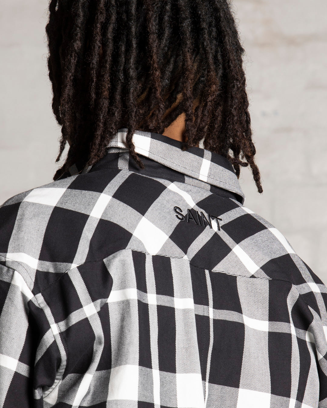 Saint Morta Mulberry Long Sleeve Flannel Shirt Black/White