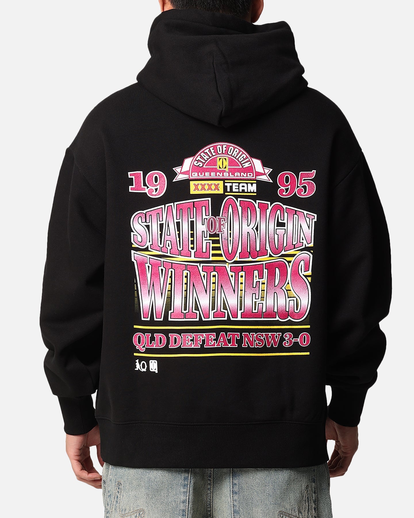 Queensland Ruby League State Of Origin 1995 Winners Hoodie Faded Black