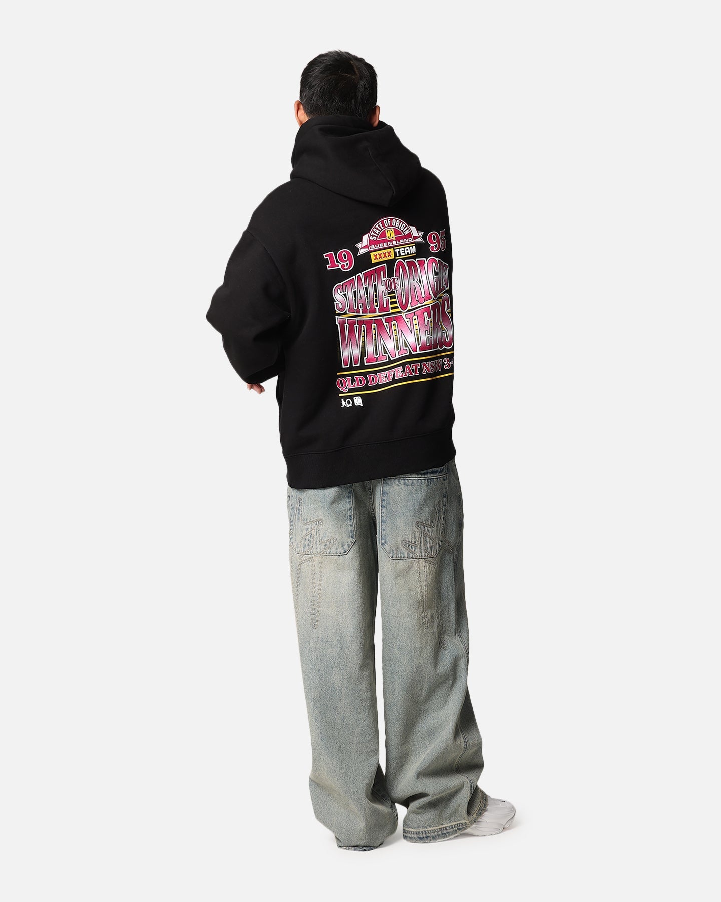 Queensland Ruby League State Of Origin 1995 Winners Hoodie Faded Black