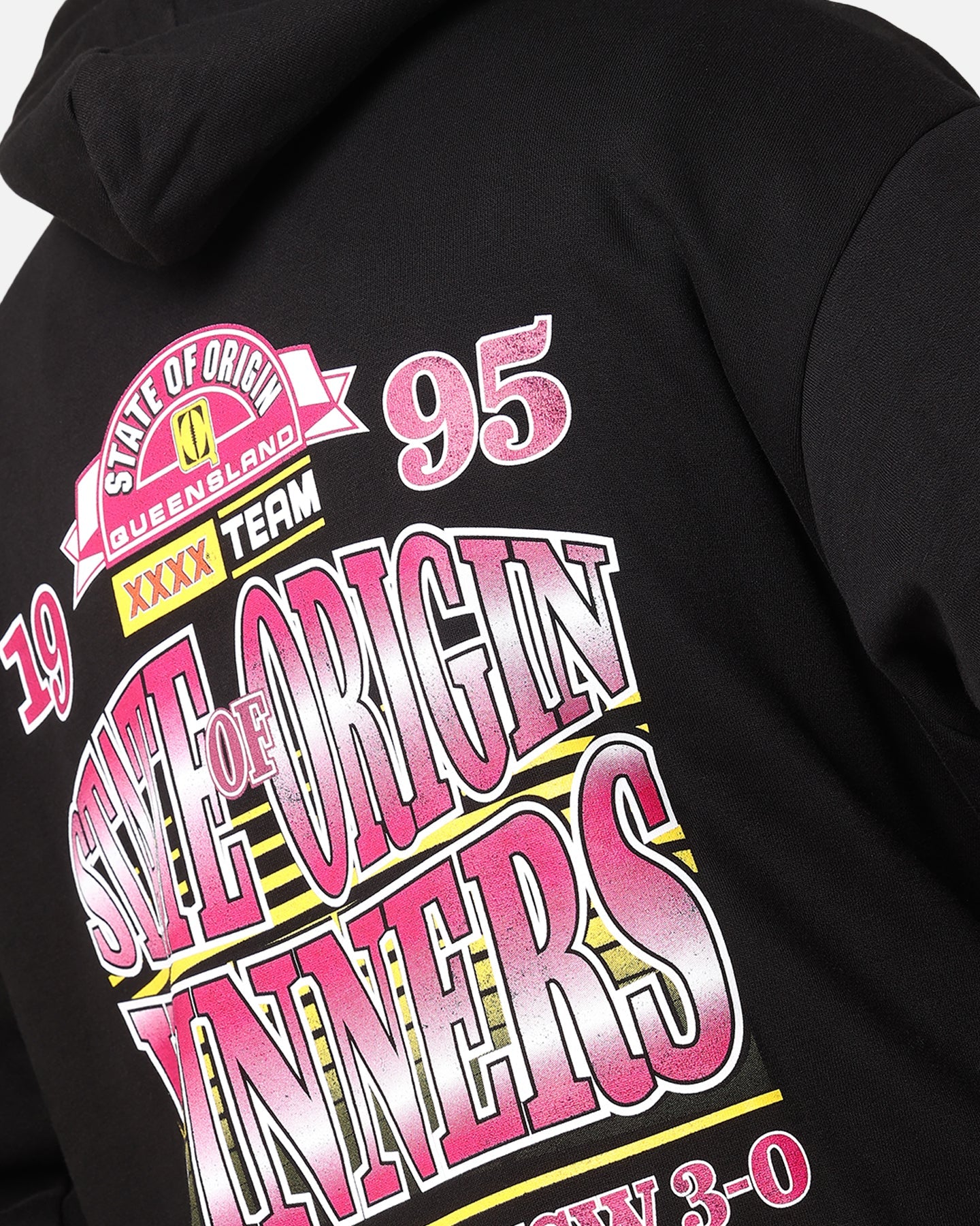 Queensland Ruby League State Of Origin 1995 Winners Hoodie Faded Black