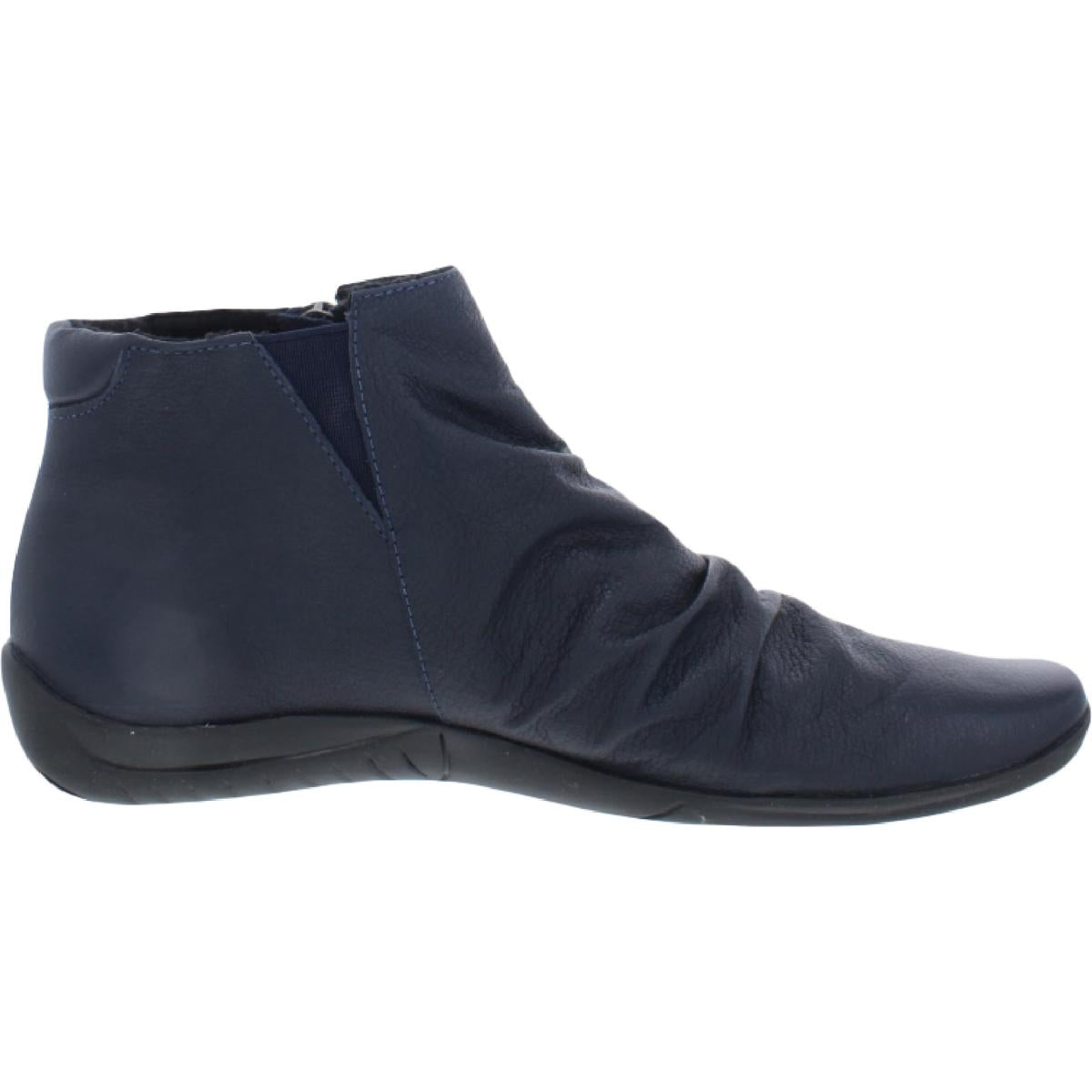 Abigail Womens Leather Gathered Ankle Boots