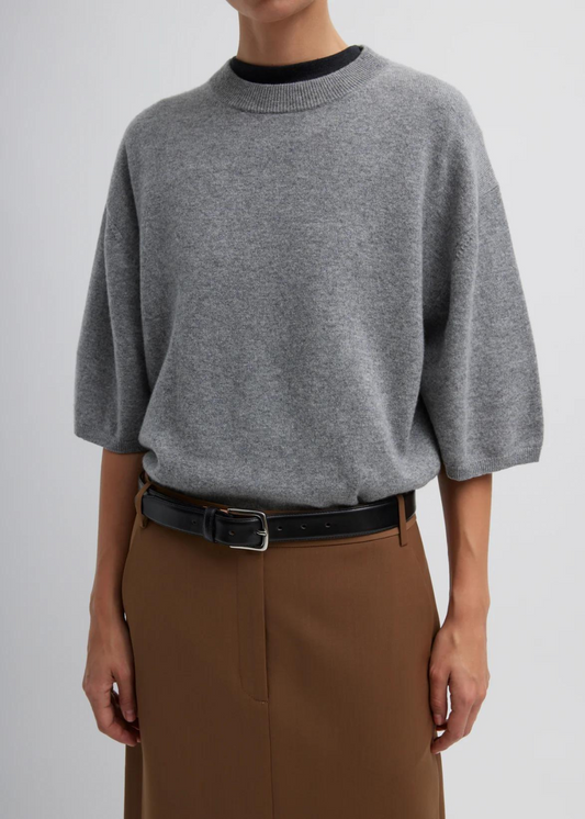 PRESALE ONLY Tibi Washable Cashmere Oversized Easy T in Heather Grey