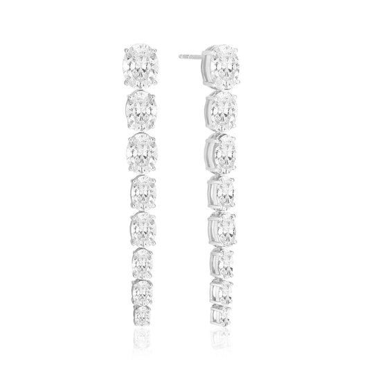 Ellisse Lungo Otto Silver Earrings w. Zirconias