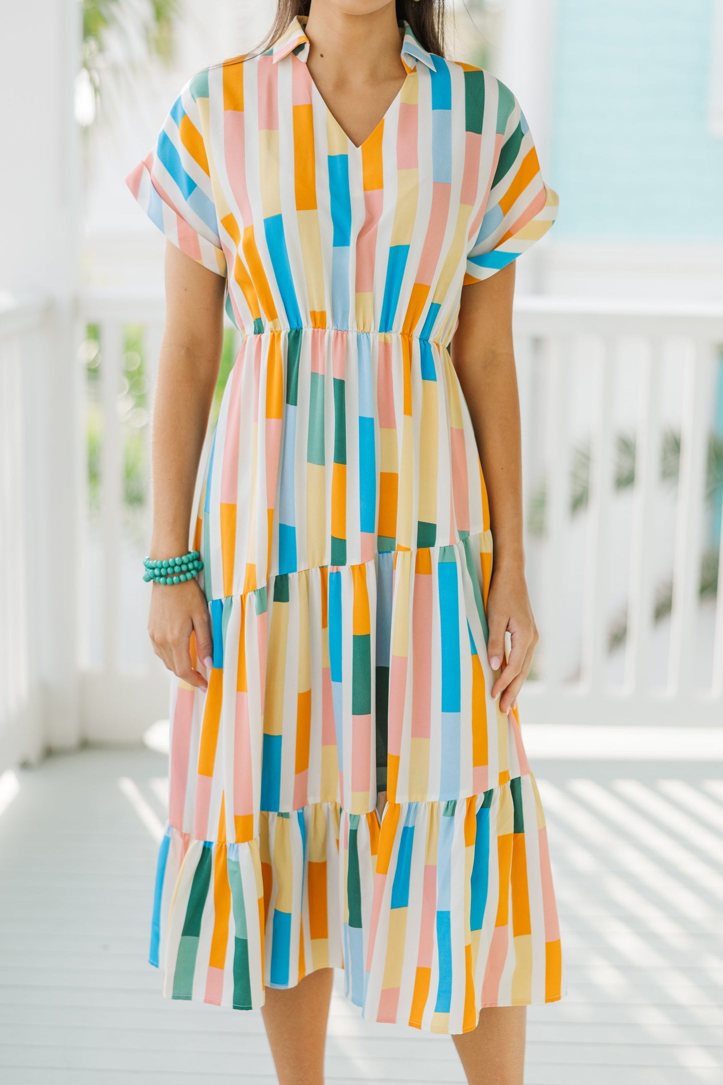 Trust It Yellow Abstract Midi Dress