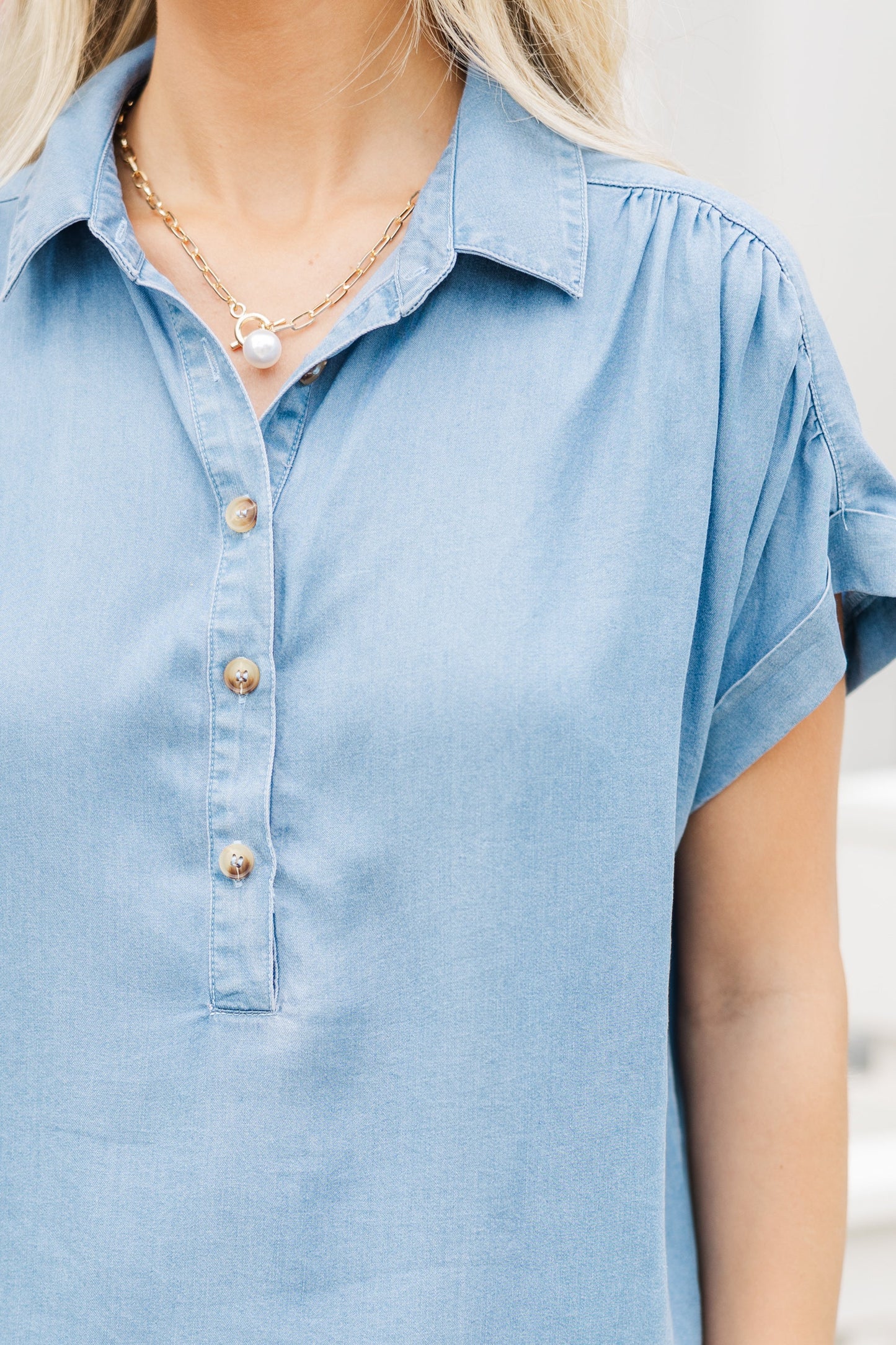 Take Me Away Chambray Top