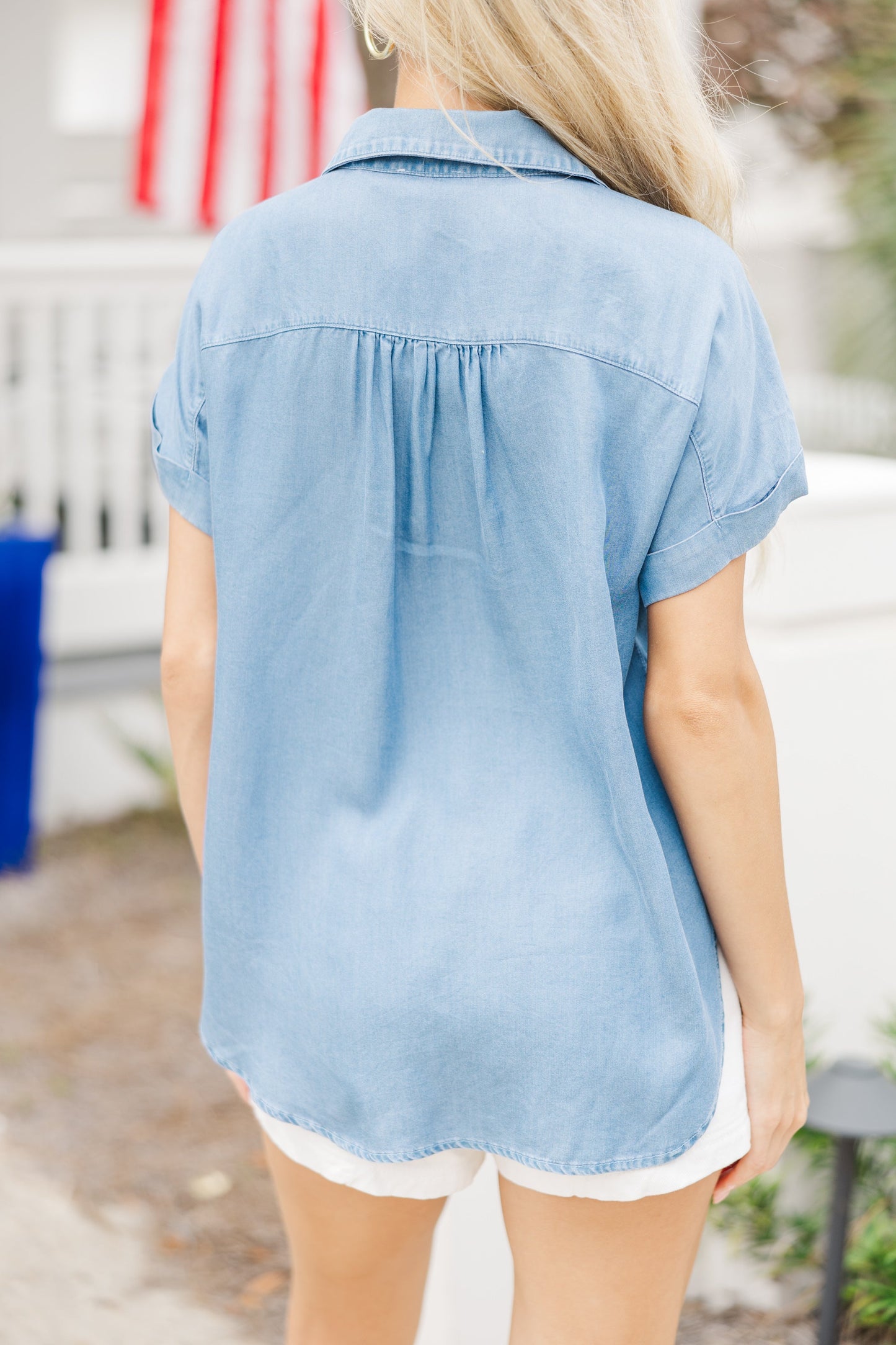 Take Me Away Chambray Top