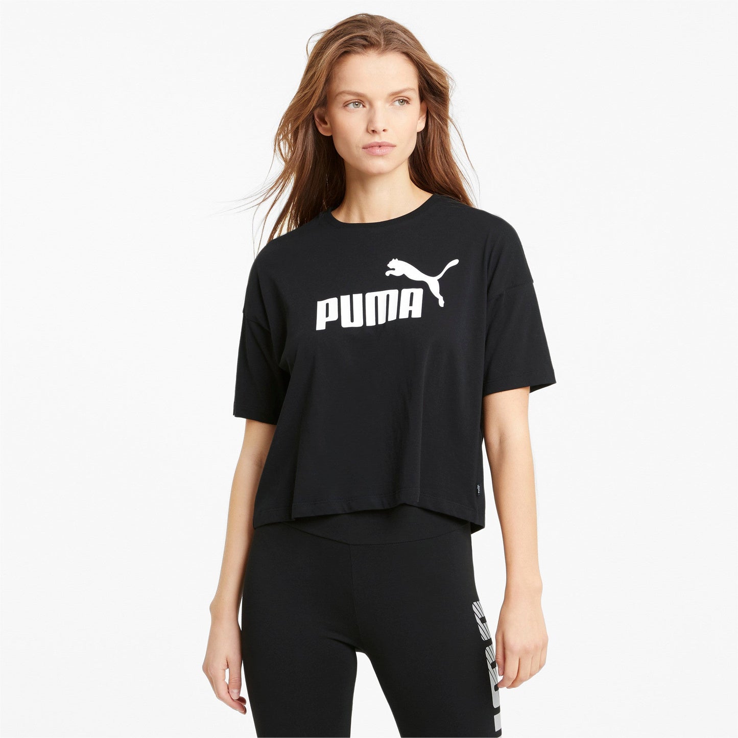 PUMA Women's Essentials+ Cropped Logo Tee