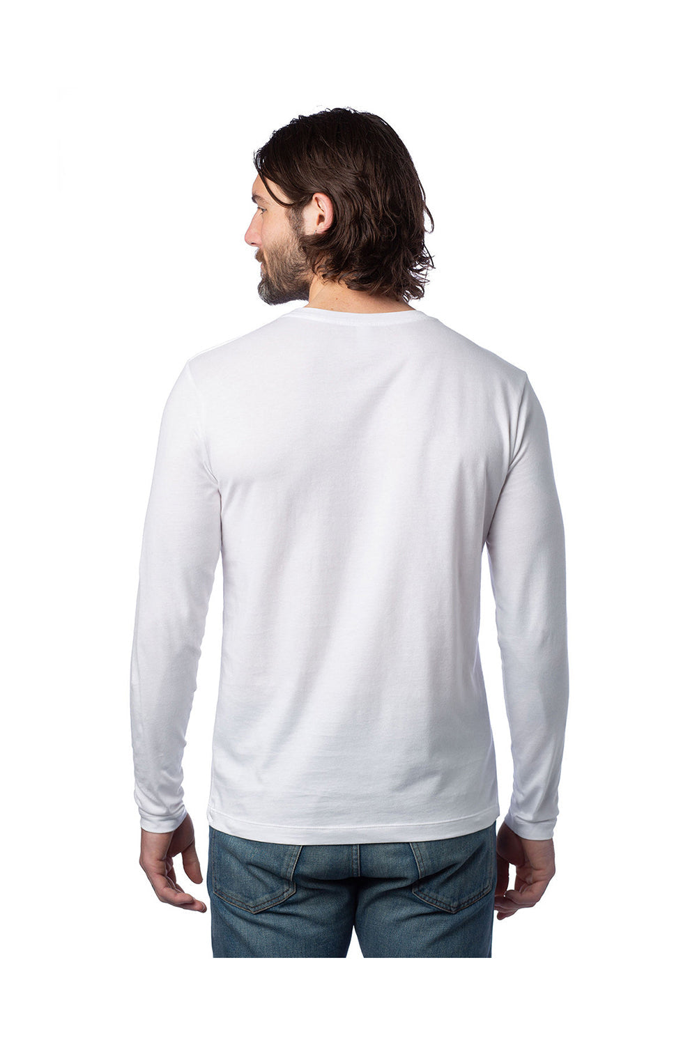 Alternative Mens Go-To Long Sleeve Crewneck T-Shirt - White