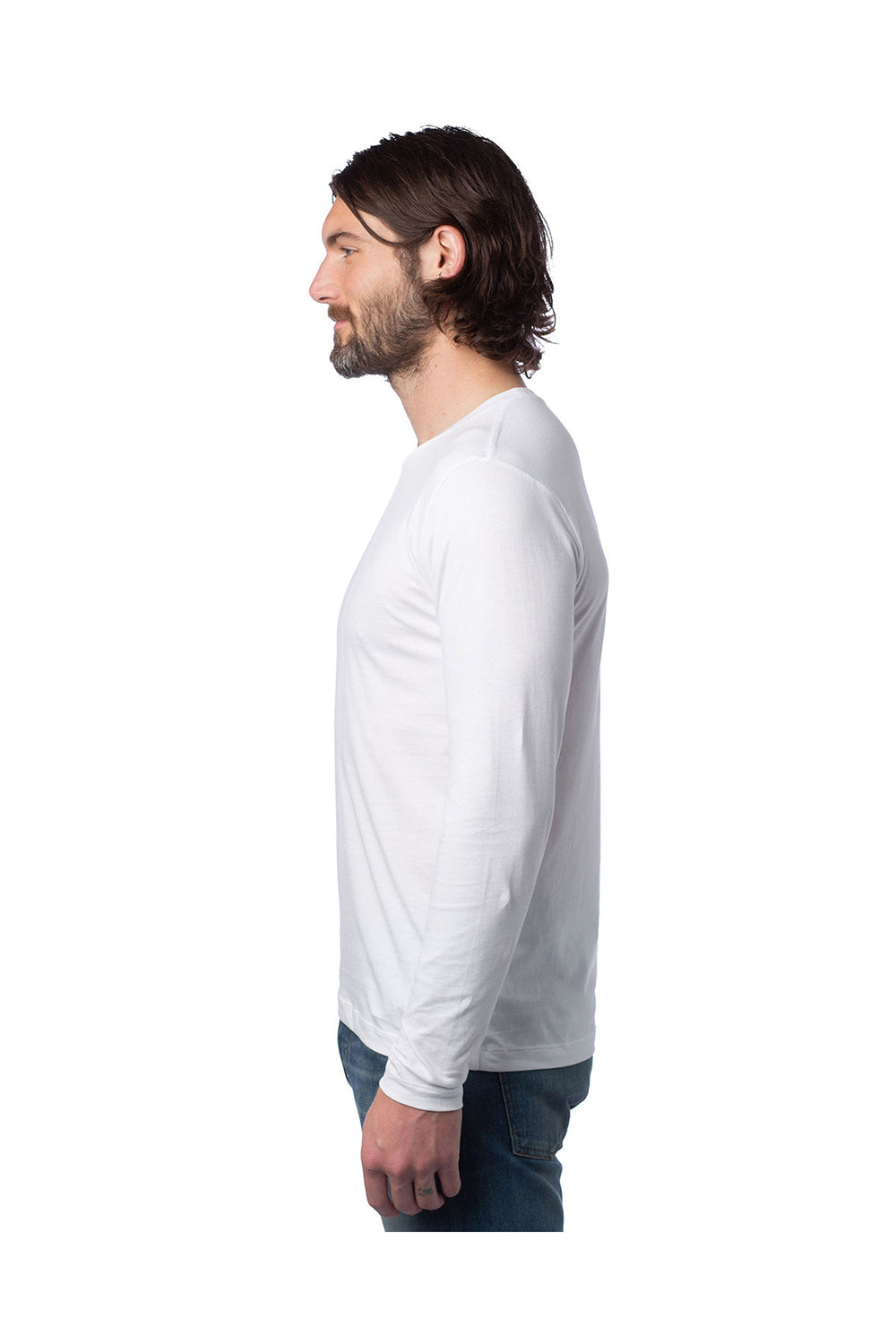 Alternative Mens Go-To Long Sleeve Crewneck T-Shirt - White