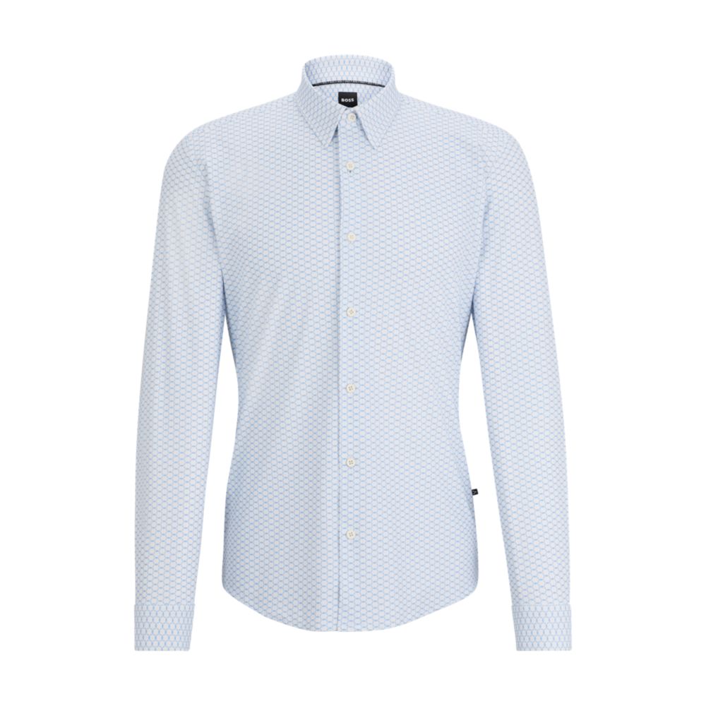 Slim-fit shirt in printed performance-stretch jersey