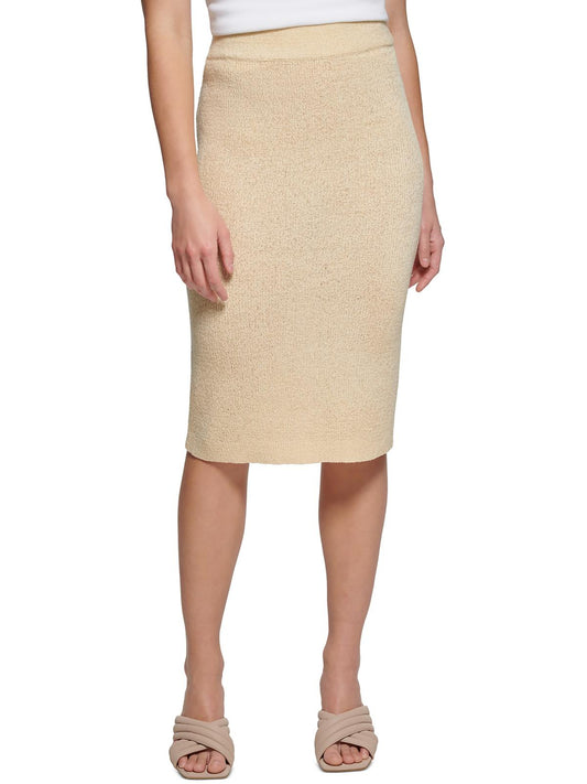 Womens Ribbed Knit Pencil Skirt