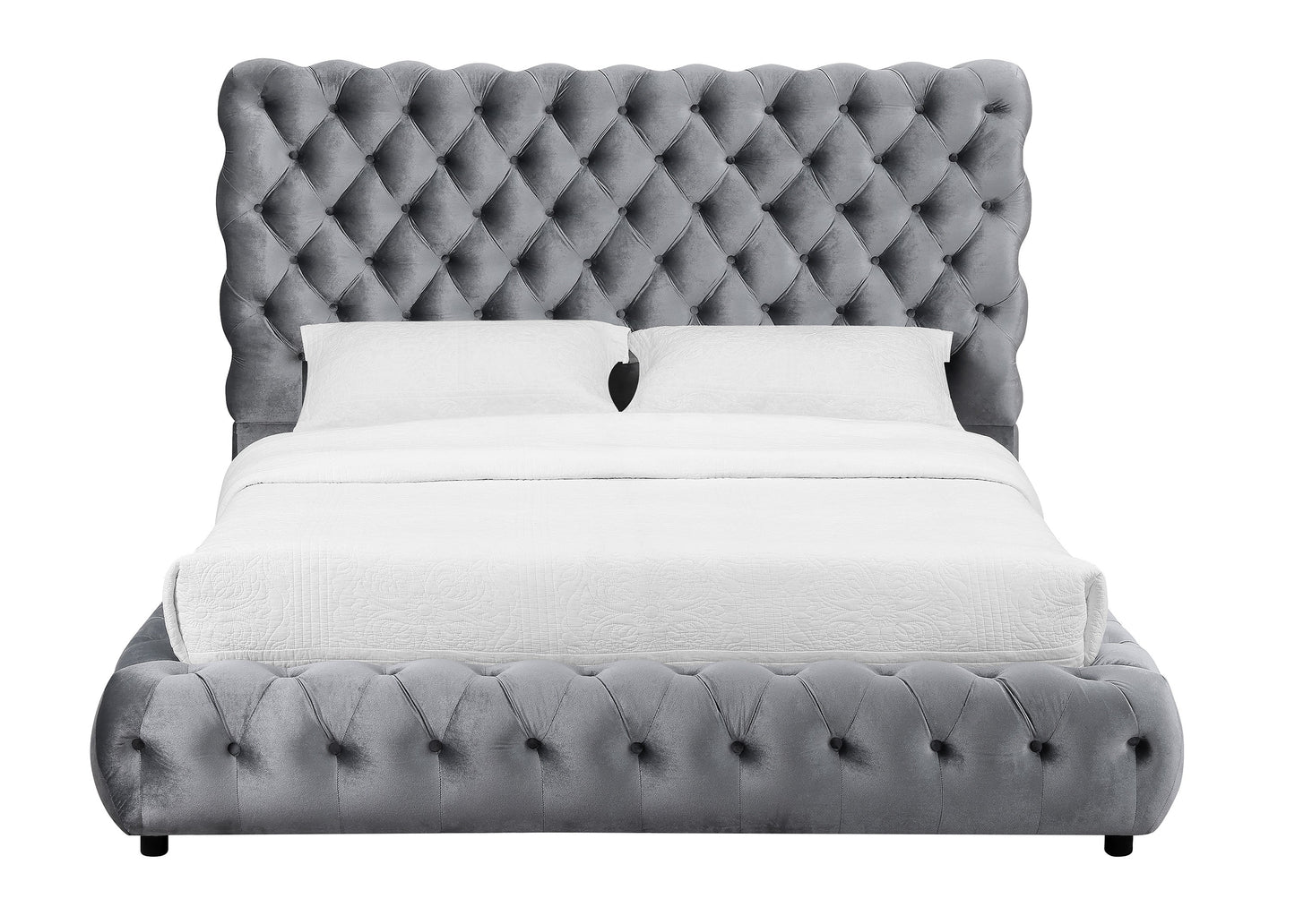 Flory Gray Queen Upholstered Platform Bed