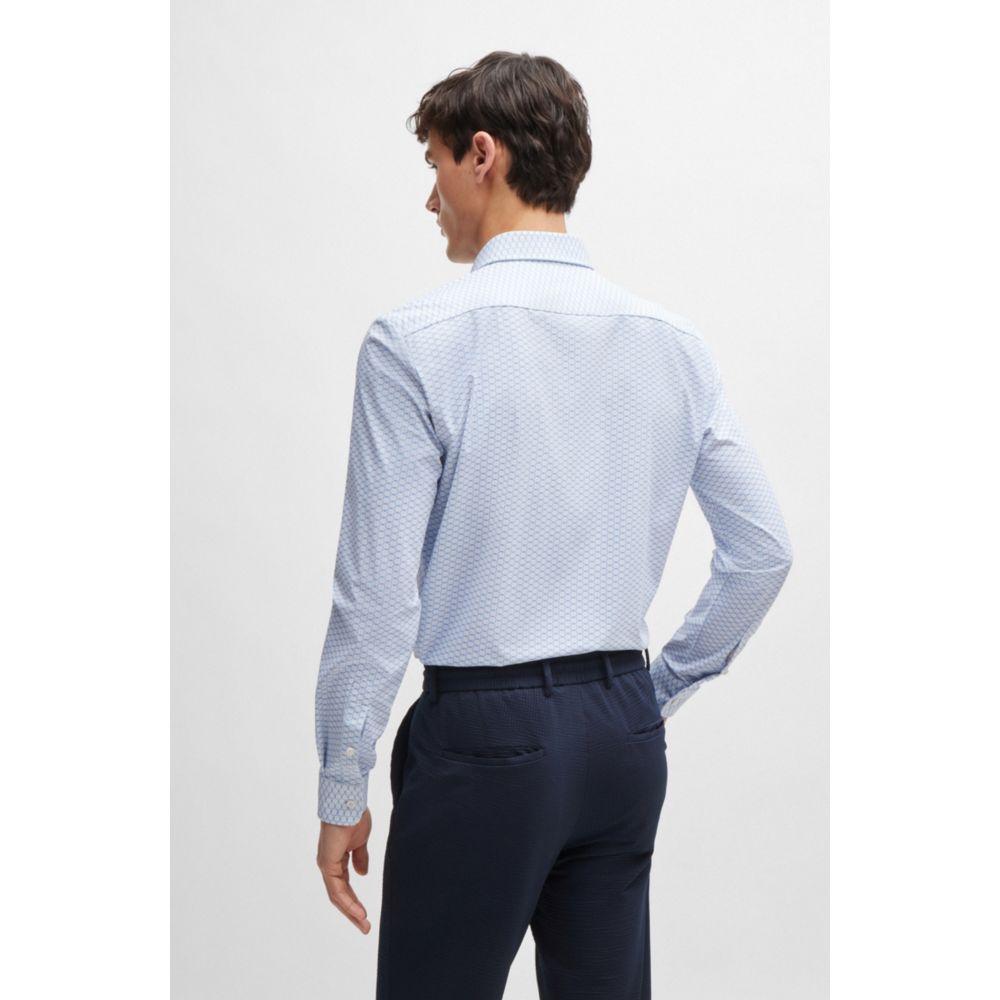 Slim-fit shirt in printed performance-stretch jersey