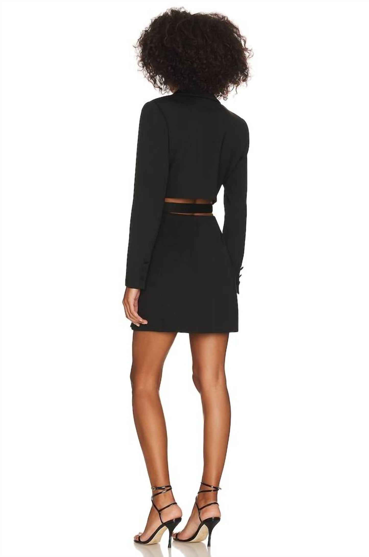 Scuba Open Back Blazer Dress In Black