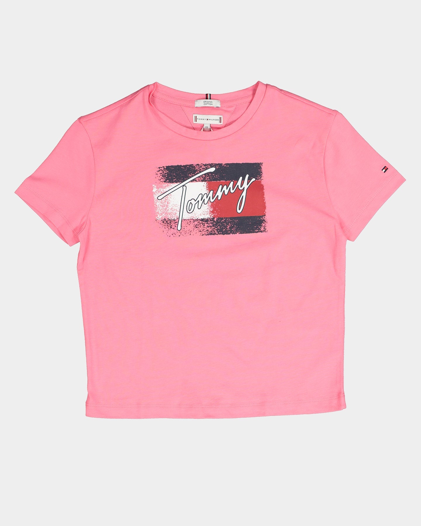 Tommy Hilfiger Kid's Flag Print Short Sleeve T-Shirt Pink