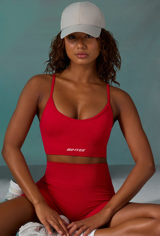 Super Sculpt Scoop Neck Sports Bra in Tango Red