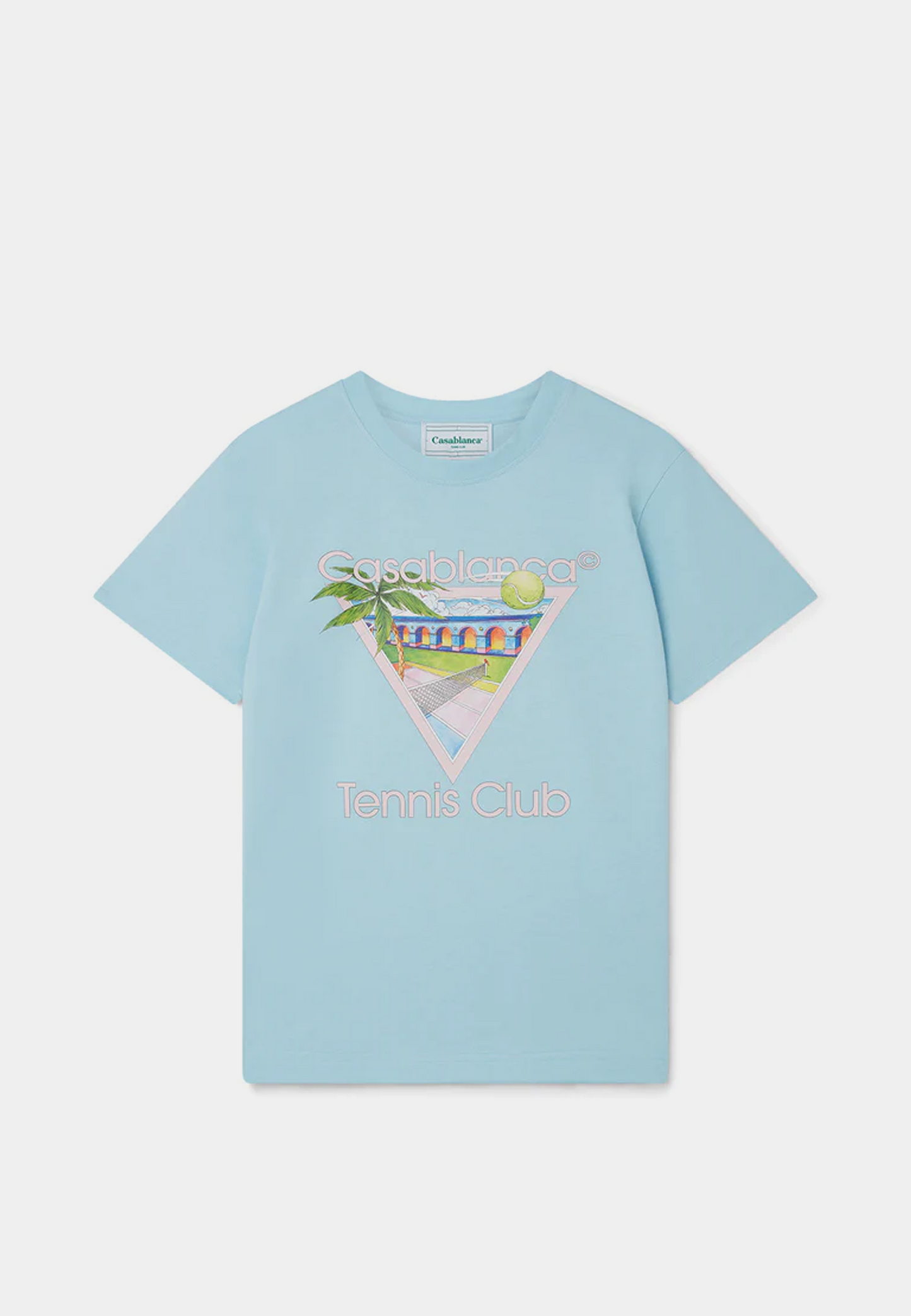 Casablanca Tennis Club Icon Screen Printed T-shirt Pale Blue