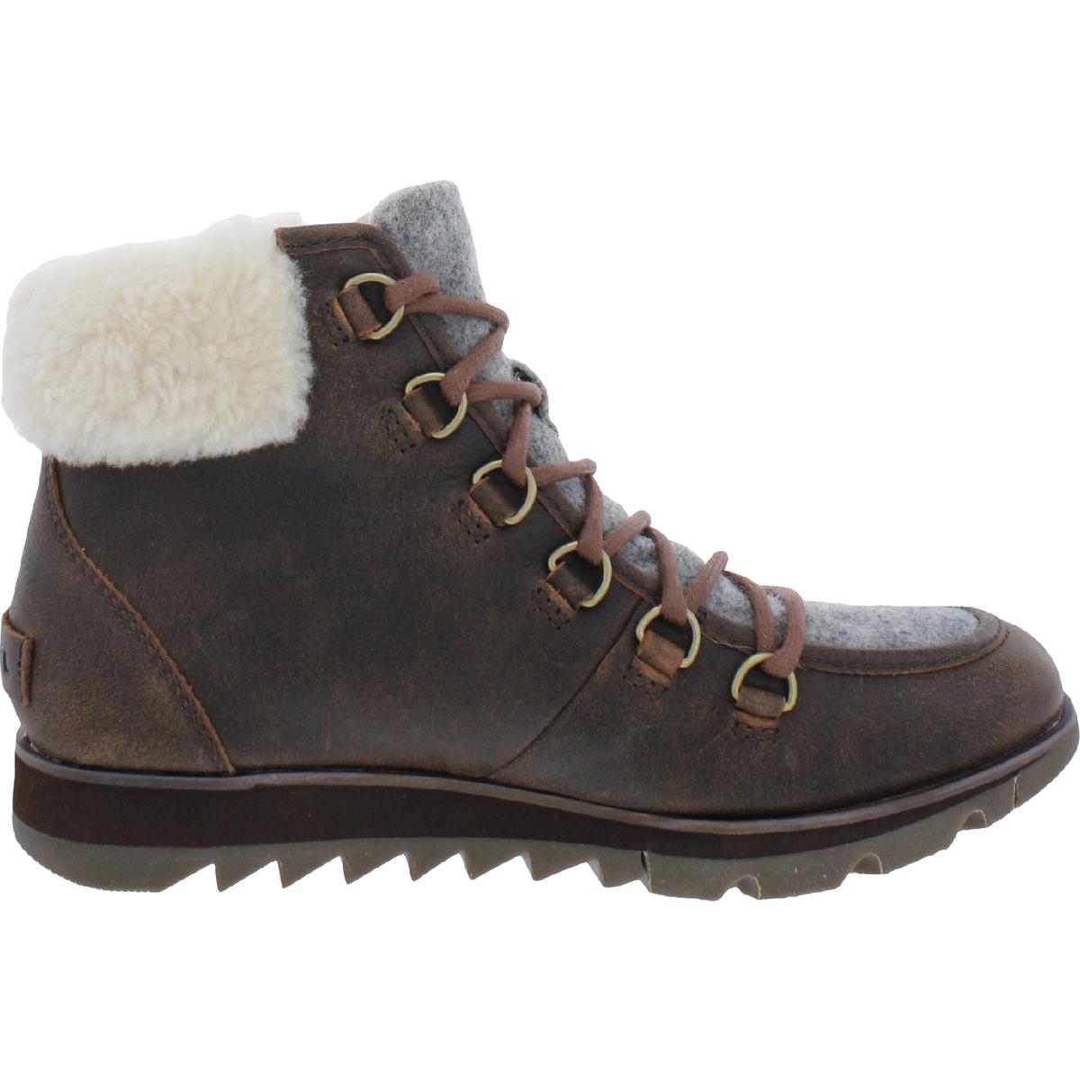 Sorel Womens Harlow Leather Shearling Ankle Boots