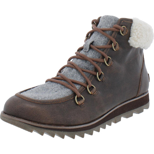 Sorel Womens Harlow Leather Shearling Ankle Boots