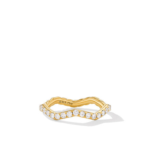 Zig Zag Stax Ring in 18K Yellow Gold with Diamonds, Size 6