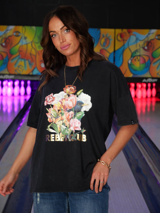 Rebel Club By Shine On Bloom Bunch Boyfriend Tee Acid Black