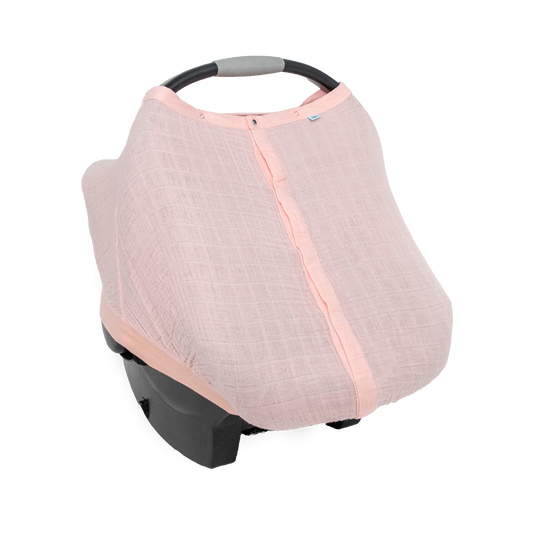 Cotton Muslin Car Seat Canopy - Rose Petal