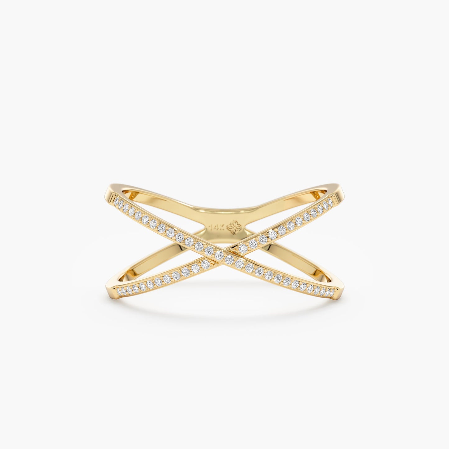 Diamond X Ring In Solid Gold, Adelyn