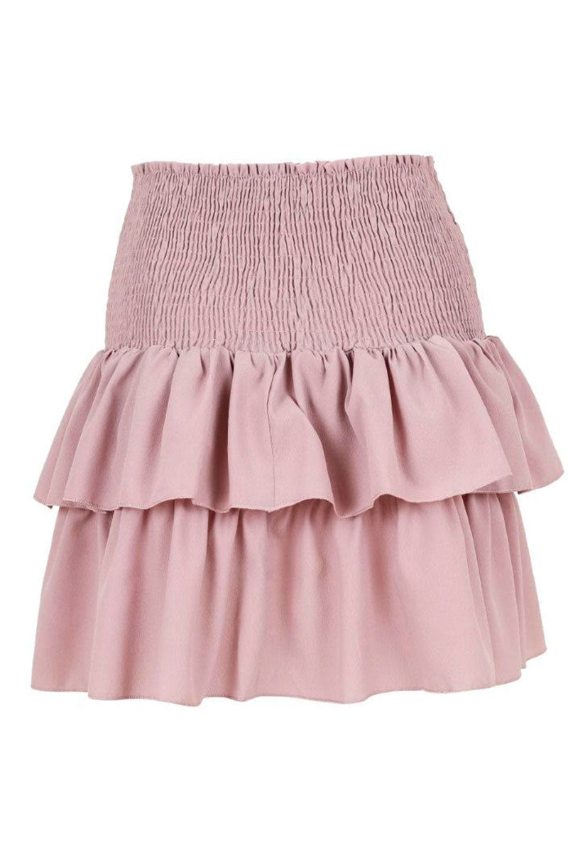 CARIN SKIRT | Misty Rose | Kort nederdel med flæser fra NEO NOIR