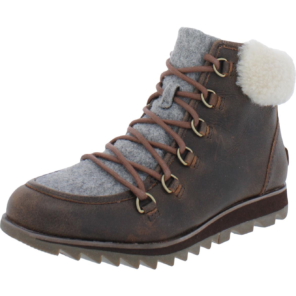 Sorel Womens Harlow Leather Shearling Ankle Boots