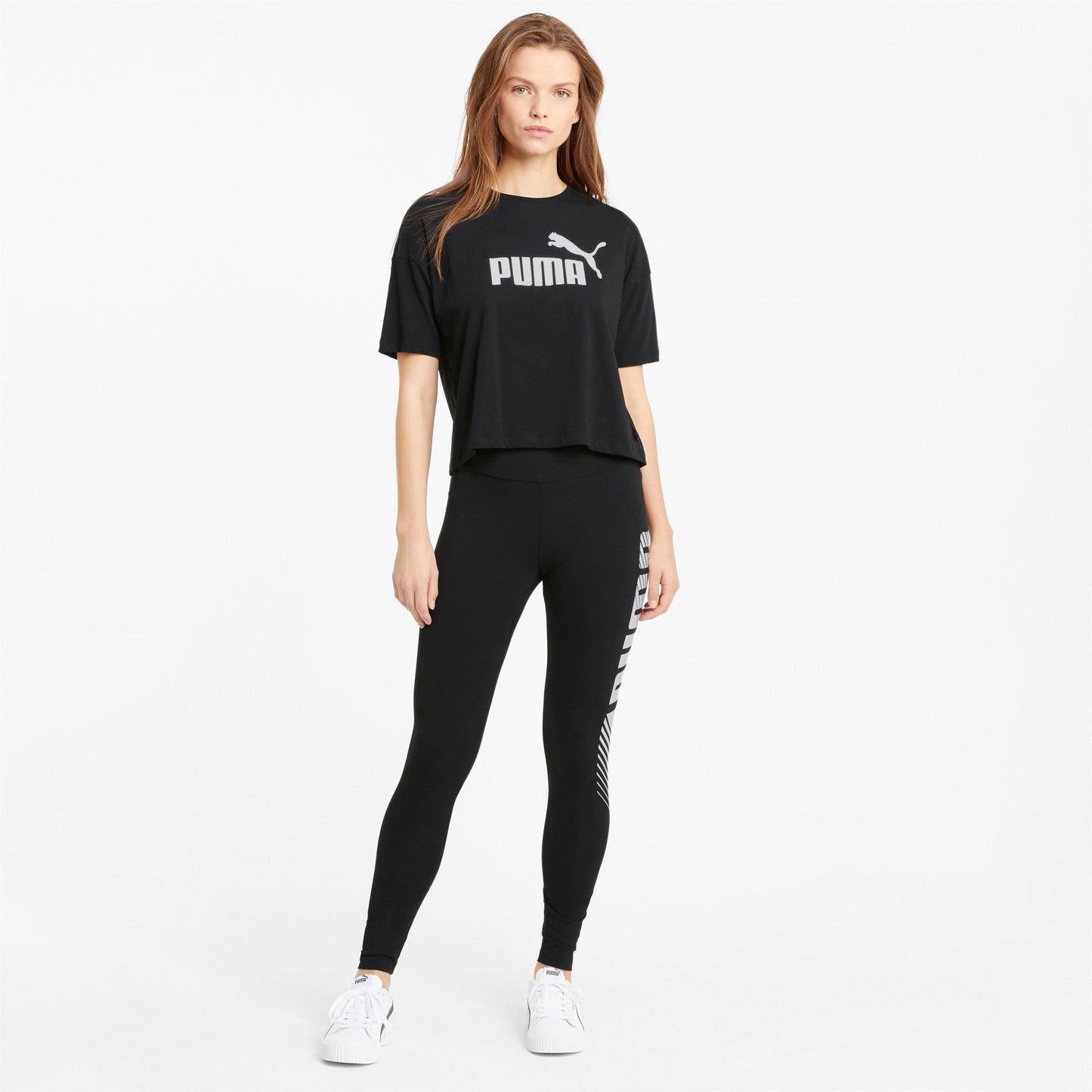 PUMA Women's Essentials+ Cropped Logo Tee