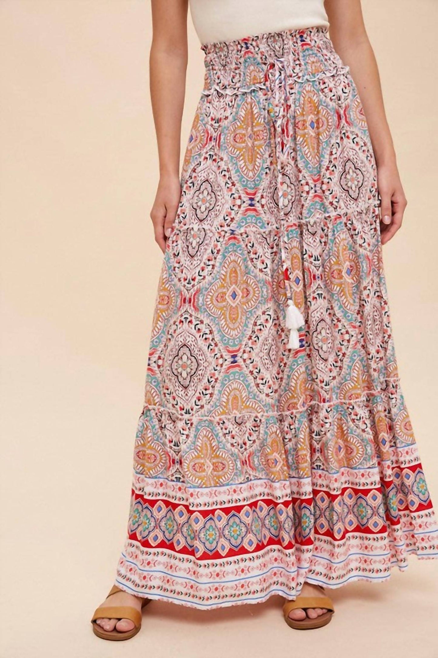 Agnes Mixed Print Maxi Skirt In Multi