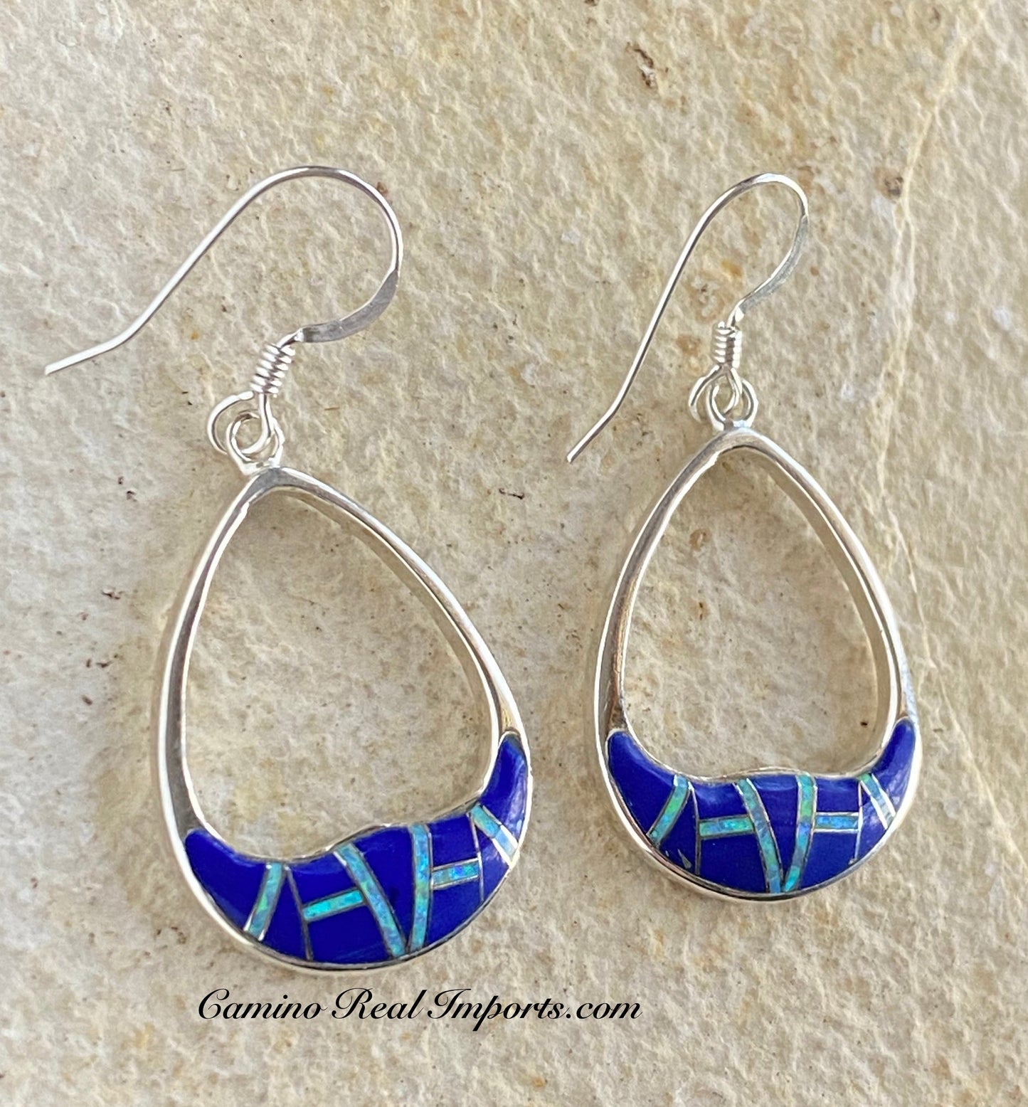 Sterling Silver Lapis Lazuli and Opal Inlay Earrings STER016