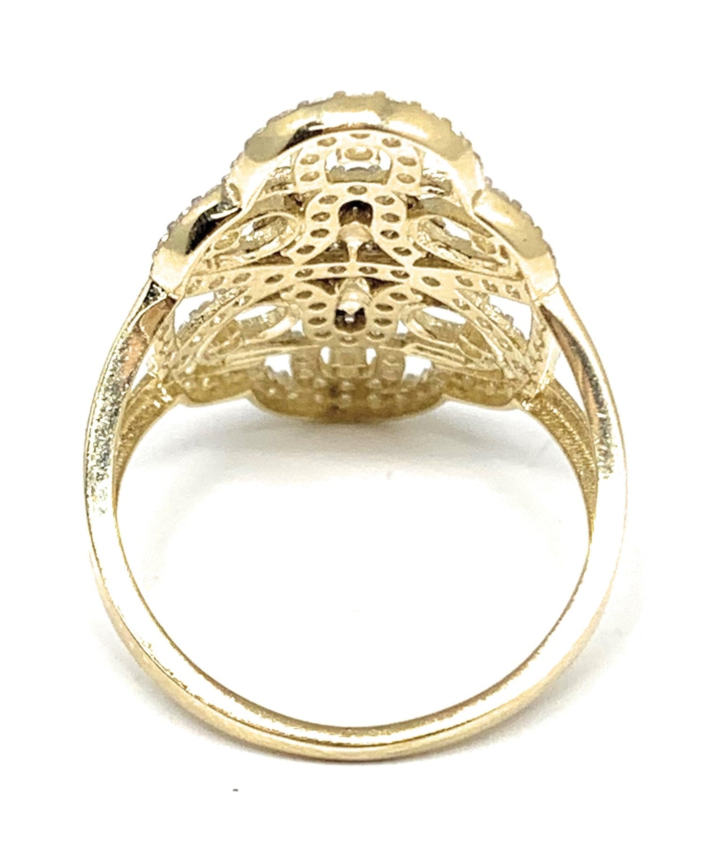 14k Solid Gold Tri-Color Virrgin Mary CZ Fancy Elegant Ring