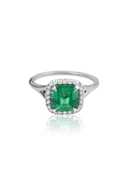 14k Gold Diamond Emerald Ring