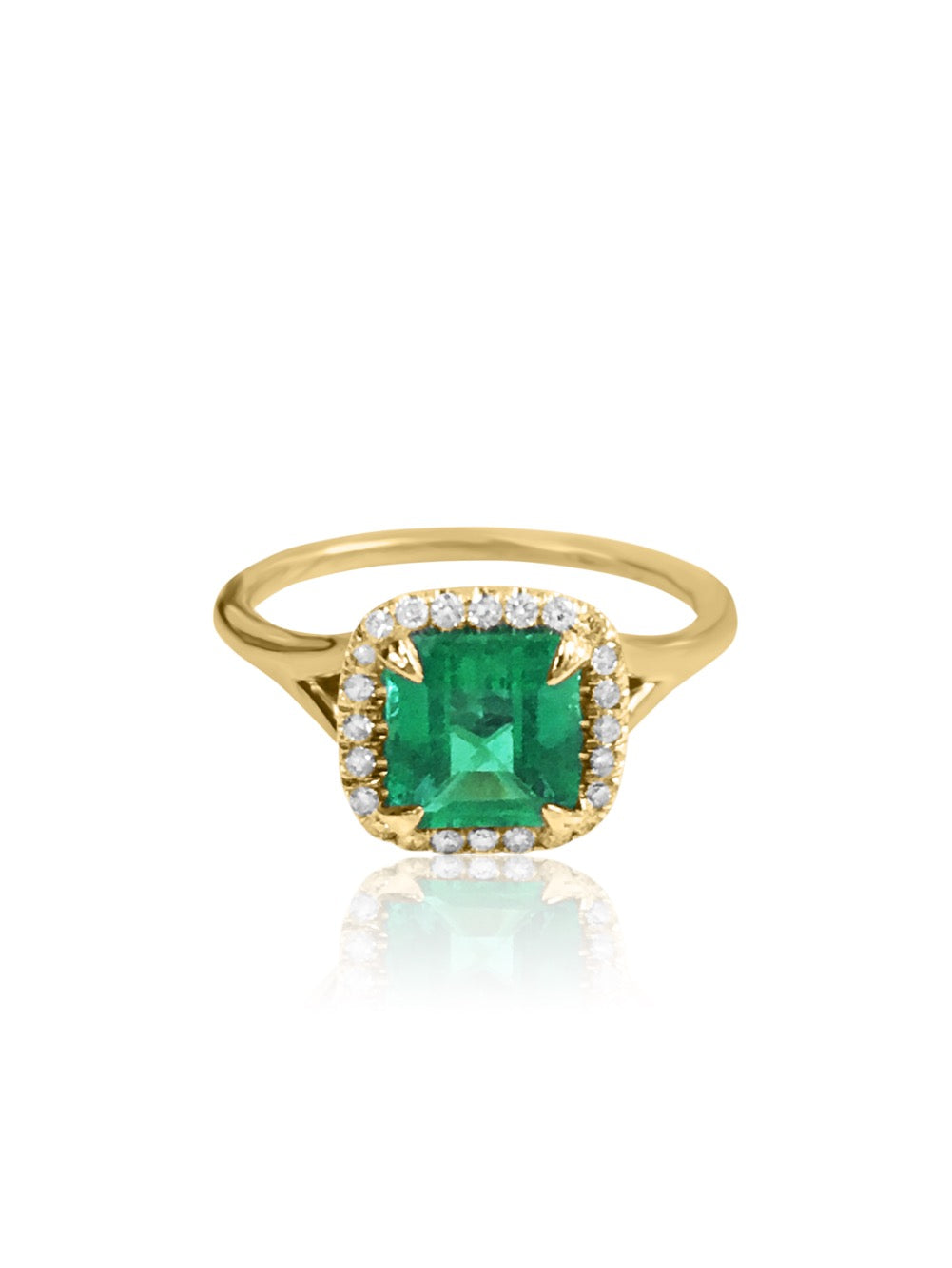 14k Gold Diamond Emerald Ring