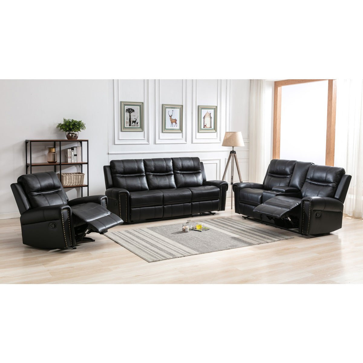 Emerson Black Reclining Loveseat with Center Console