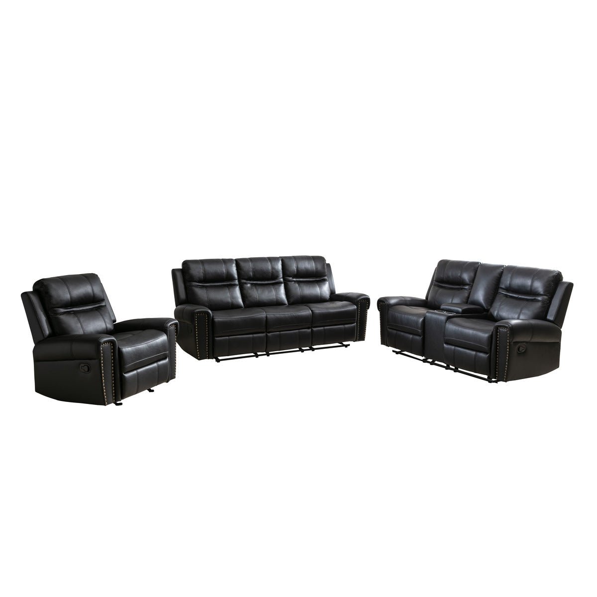 Emerson Black Reclining Loveseat with Center Console