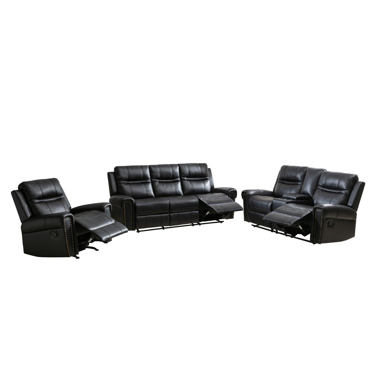 Emerson Black Reclining Loveseat with Center Console