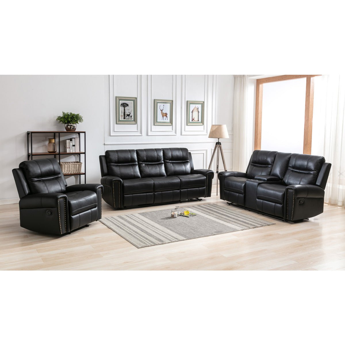 Emerson Black Reclining Loveseat with Center Console