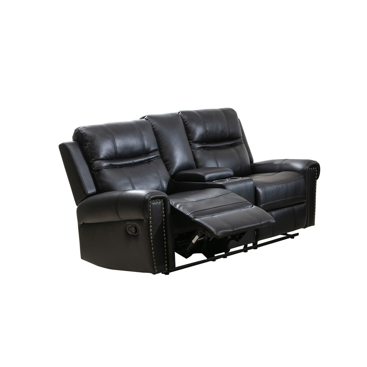 Emerson Black Reclining Loveseat with Center Console