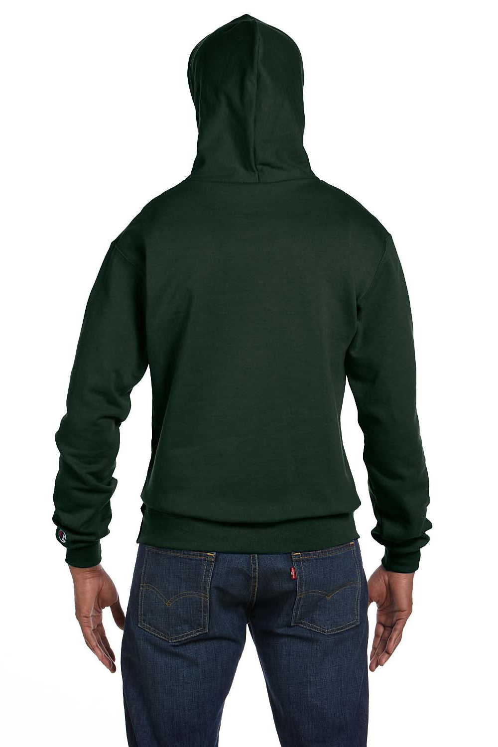 Champion Mens Double Dry Eco Moisture Wicking Fleece Hooded Sweatshirt Hoodie - Dark Green