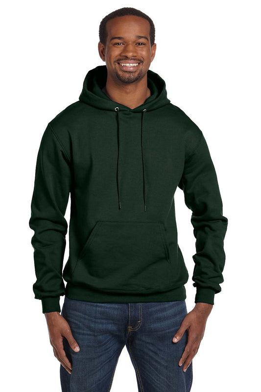 Champion Mens Double Dry Eco Moisture Wicking Fleece Hooded Sweatshirt Hoodie - Dark Green